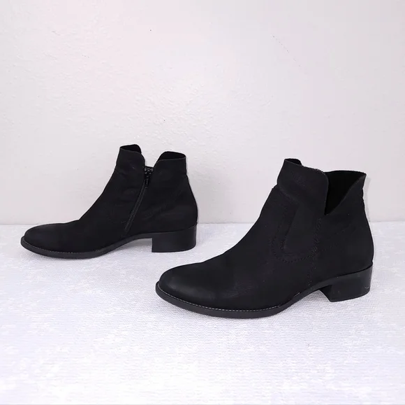 Paul Green Boston Bootie Black Nubuck Heeled Ankle Boots US 7 - Picture 3 of 11